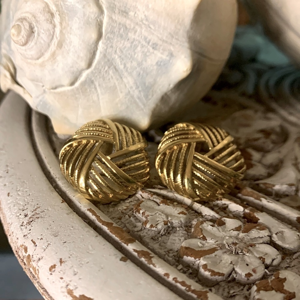 Vintage Gold Tone Metal Post Earrings